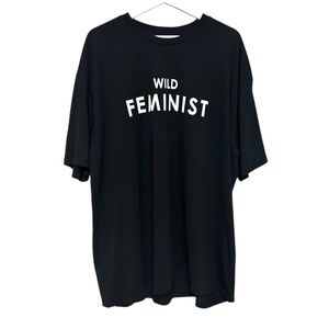 Wildfang 2X wild feminist t-shirt simple black white print plus size unisex top
